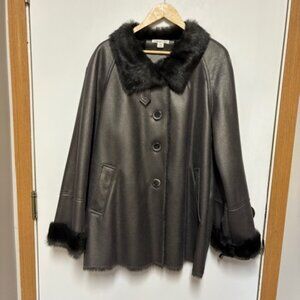 GEORGEOUS LIKE NEW COLDWATER CREEK WOMENS FAUX LEATHER/FUR COAT. SZ. 18 ($299)